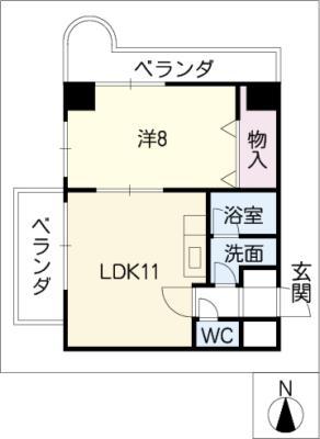 メゾンエトワール(1LDK/11階)の間取り写真