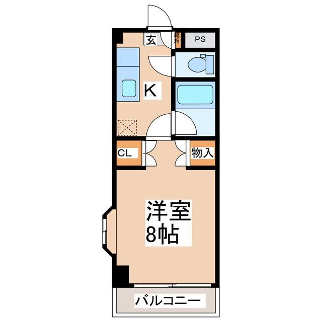 さくら小径(1K/3階)の間取り写真