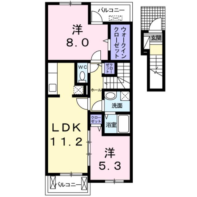 セレンディピティ II(2LDK/2階)の間取り写真