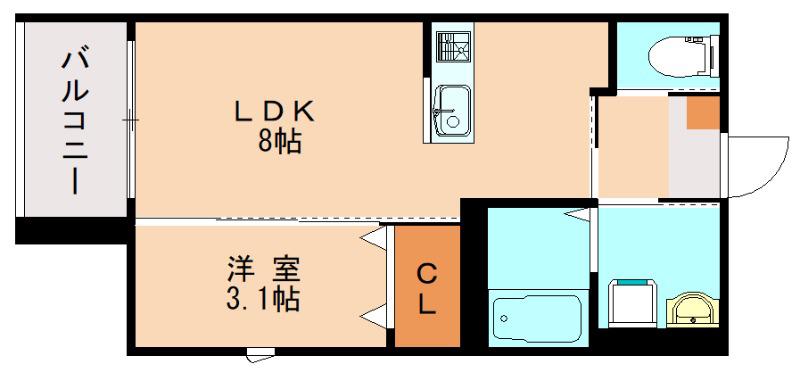 ROBOT HOME 渡辺通(1LDK/2階)の間取り写真