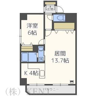 エクシード円山公園南(1LDK/2階)の間取り写真