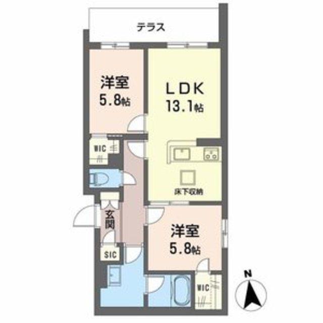 シャーメゾン東雲(2LDK/1階)の間取り写真