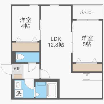 カルムヒルズ高宮(2LDK/3階)の間取り写真