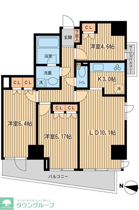 KDXレジデンス千駄木(2SLDK/3階)の間取り写真