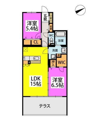 ステラガーデン(2LDK/1階)の間取り写真