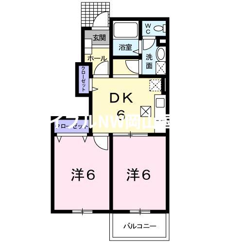 グランノ-バD棟(2DK/1階)の間取り写真