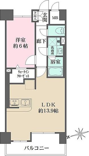 パークフラッツ日本橋馬喰町(1LDK/10階)の間取り写真