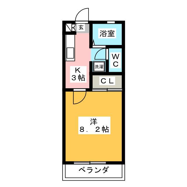 リバーサイド向台(1K/2階)の間取り写真