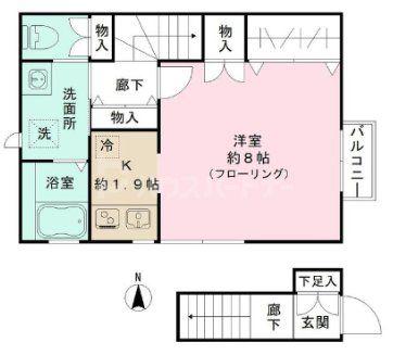 ロサ・テラス(1K/2階)の間取り写真