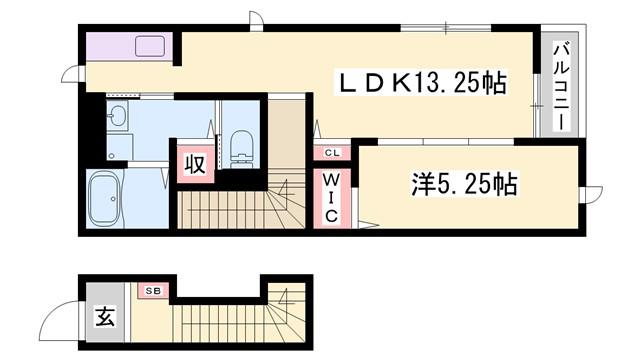 元町ハウス(1LDK/2階)の間取り写真