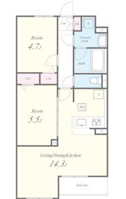 CASA ALBERO(2LDK/1階)の間取り写真