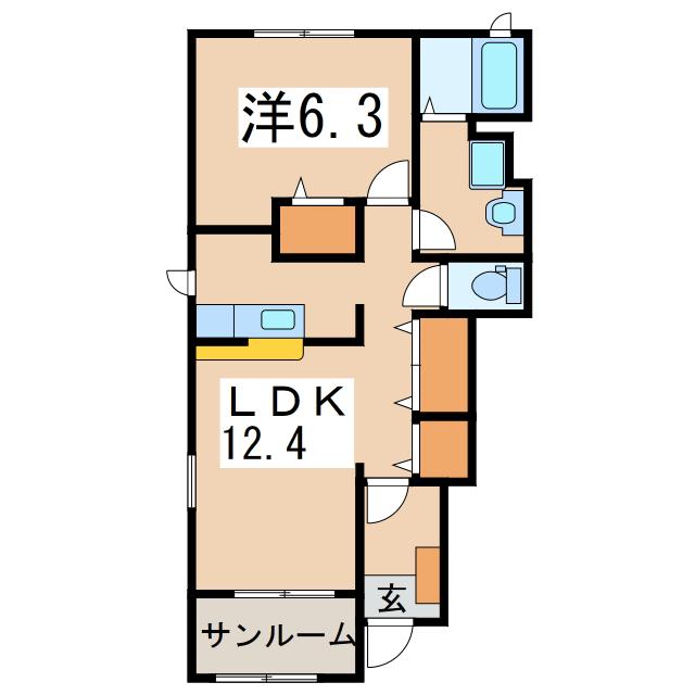 セントラルパーク イースト II(1LDK/1階)の間取り写真