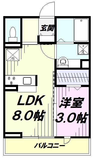 ルナマリア国立A(1LDK/1階)の間取り写真