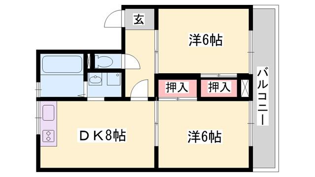 中村ハイツ(2DK/5階)の間取り写真