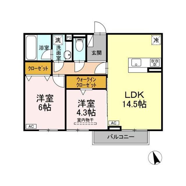 TORISIA加納南陽(2LDK/2階)の間取り写真
