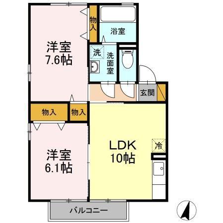 コーポガーベラ A棟(2LDK/2階)の間取り写真