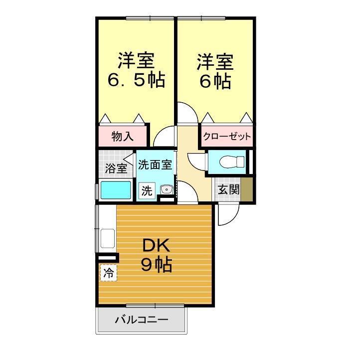 ウィルモア田倉(2DK/2階)の間取り写真
