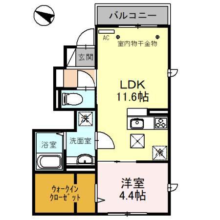メゾンアイリス ココア(1LDK/1階)の間取り写真