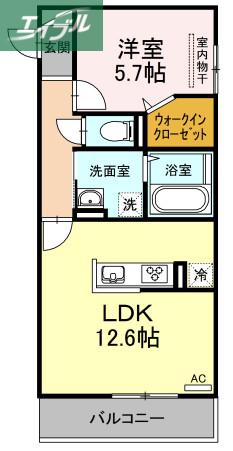 エトワール(1LDK/2階)の間取り写真
