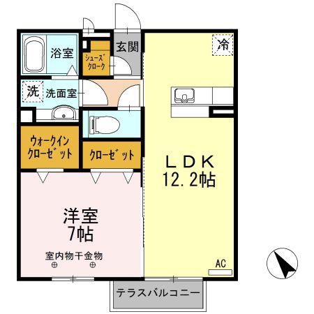 アヴニールN(1LDK/2階)の間取り写真