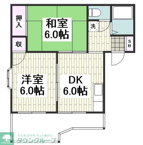 サンハイムKM(2DK/1階)の間取り写真