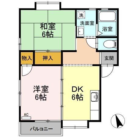 アーバンハイツ(2DK/1階)の間取り写真
