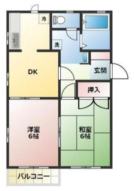 ハイネスヒルズ(2DK/1階)の間取り写真