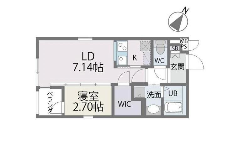 サニークレスト西新(1LDK/1階)の間取り写真