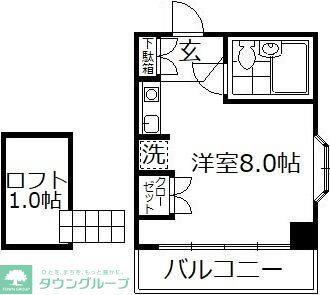 クラウンロイヤル(ワンルーム/3階)の間取り写真