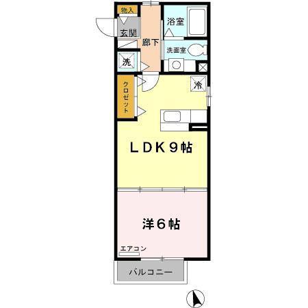 ソレアードⅡ(1LDK/1階)の間取り写真