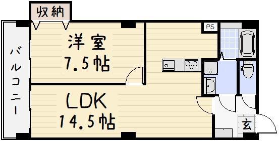 グランベール小倉駅前(1LDK/4階)の間取り写真