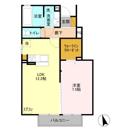 ロイヤルテラスA(1LDK/1階)の間取り写真