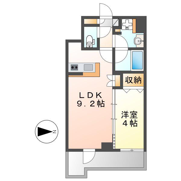 LASANTE東別院(1LDK/9階)の間取り写真