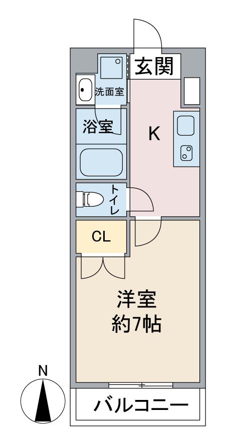 アールズタワー池下西(1K/1階)の間取り写真