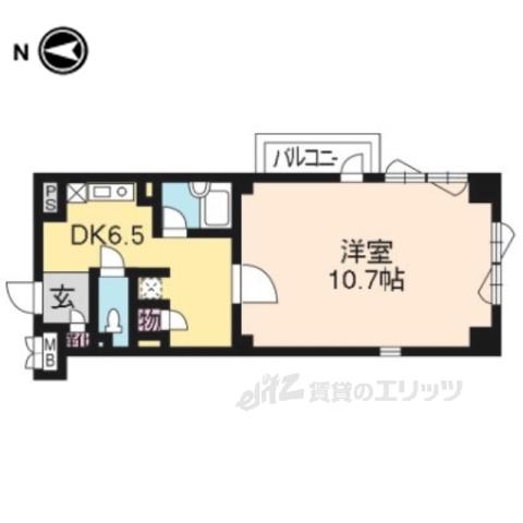 パインフィールド御池(1DK/11階)の間取り写真