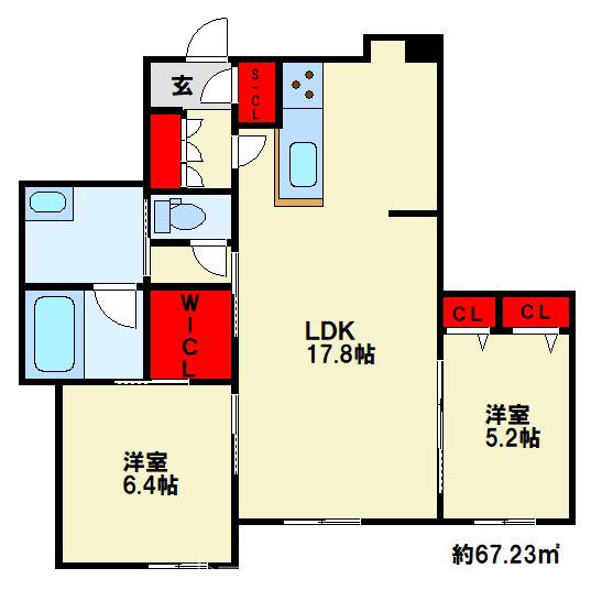HERITAGE NAKAI MANOIR(2LDK/1階)の間取り写真