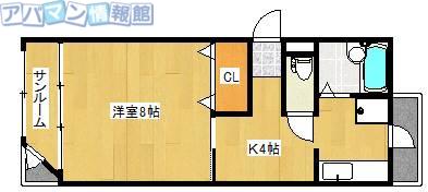 ヒルサイドテラス寺尾台(1K/2階)の間取り写真