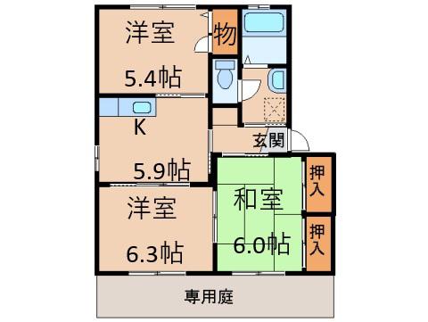 グランメール福島(3K/1階)の間取り写真