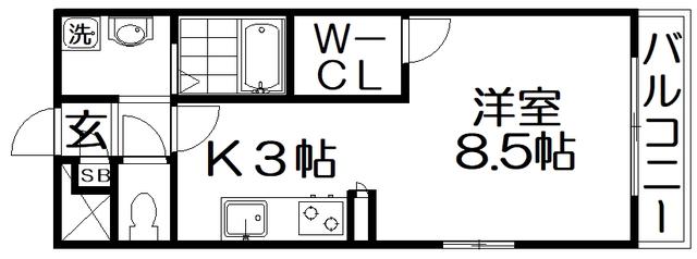 アンプルール・フラーリッシュ(1K/2階)の間取り写真