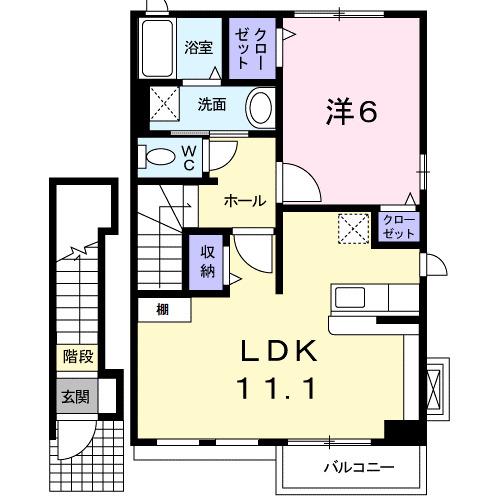 コリーヌ(1LDK/2階)の間取り写真