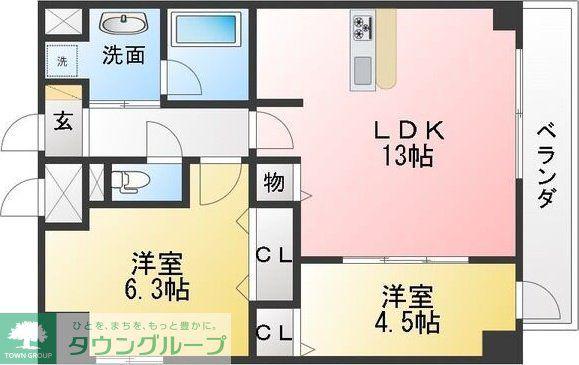 ADEL DORF本郷(2LDK/1階)の間取り写真
