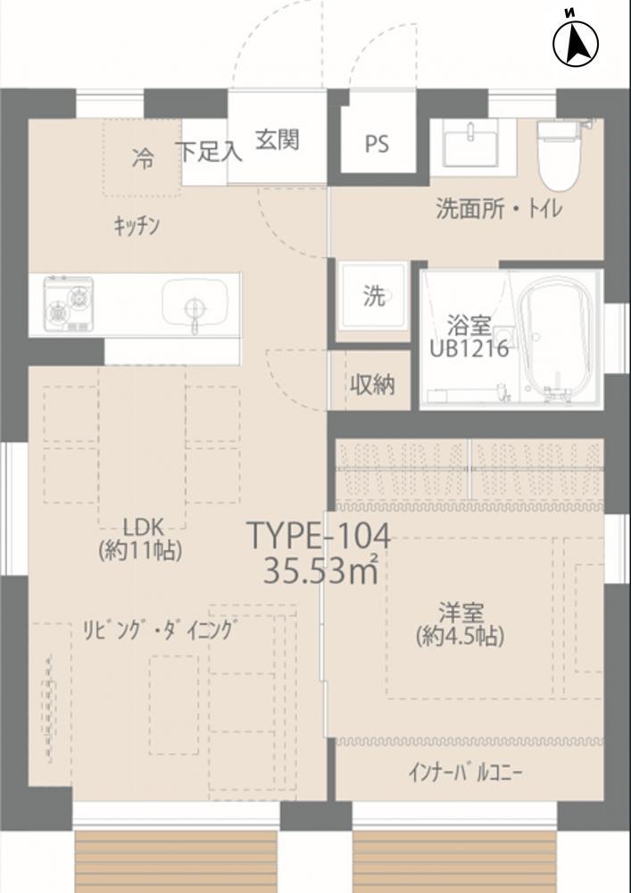 CASA CIELOMARE(1LDK/1階)の間取り写真