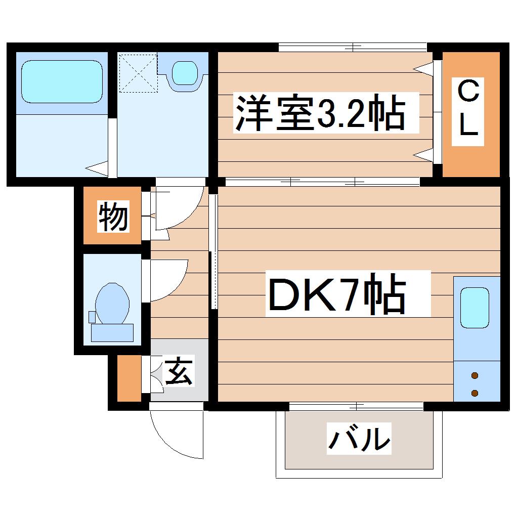 リヴィエールI(1DK/1階)の間取り写真