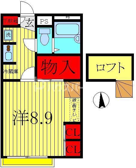 フルール柏公園(1K/1階)の間取り写真