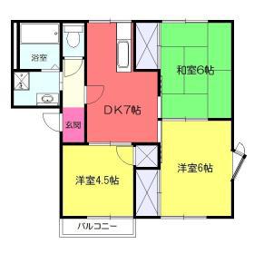 テラスワン(3DK/2階)の間取り写真