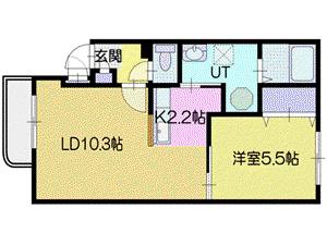 ルナパーク(1LDK/2階)の間取り写真
