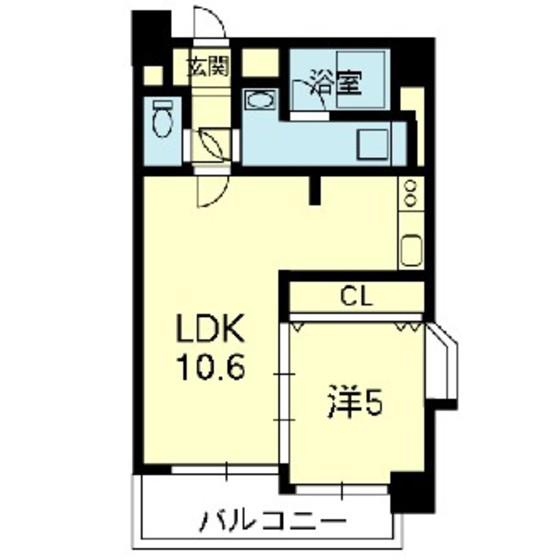 ライズ下通(1LDK/2階)の間取り写真