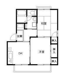 マロンハイツ A棟(2DK/1階)の間取り写真