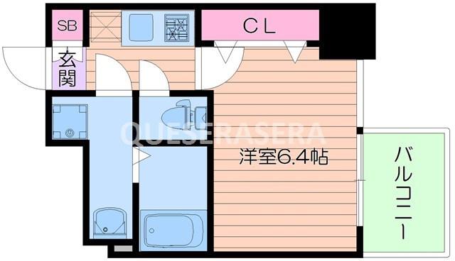 アドバンス上町台プレジール(1K/9階)の間取り写真