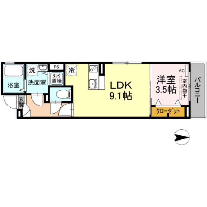 ブラウンベル(1LDK/3階)の間取り写真